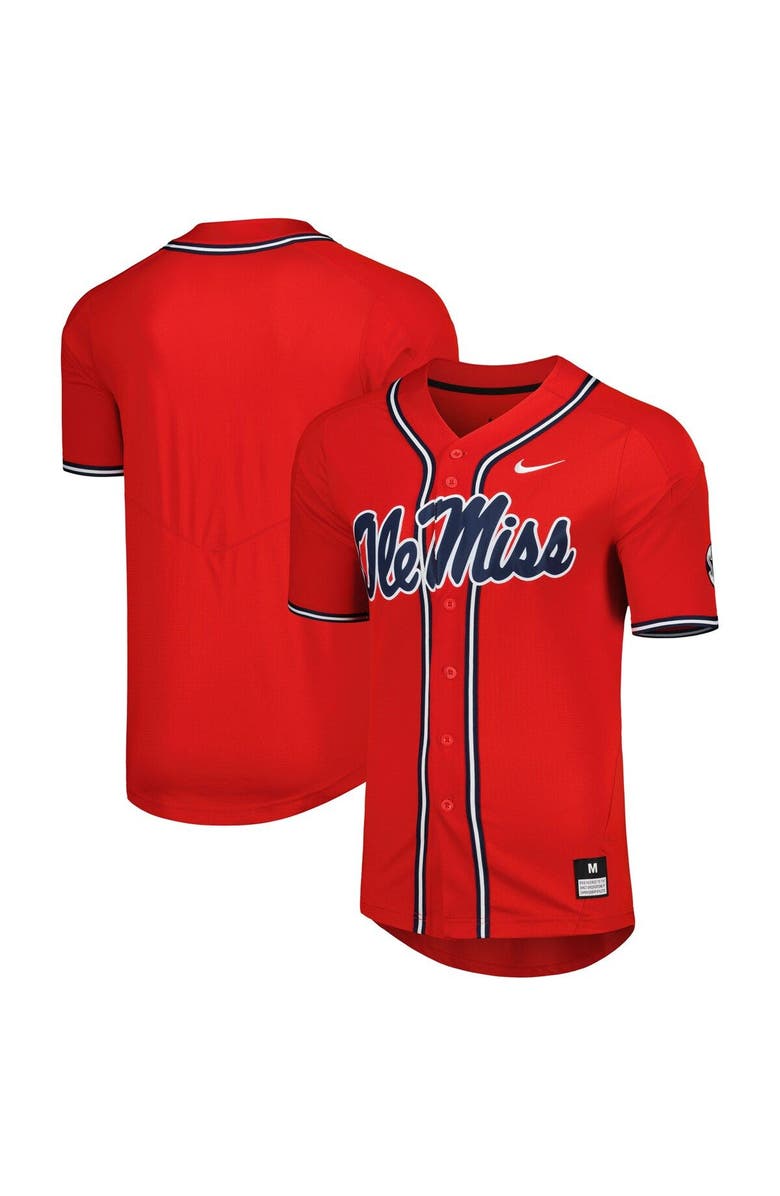 Nike Men's Nike Red Ole Miss Rebels Full-Button Replica Baseball Jersey, Main, color, Red