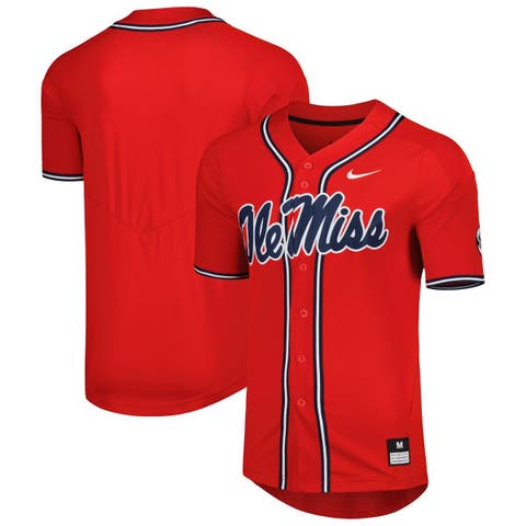 Men's Nike Red Ole Miss Rebels Full-Button Replica Baseball Jersey