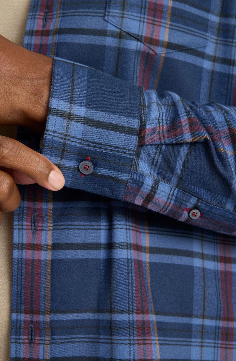 UNTUCKit Blanchard Plaid Performance Flannel Button-Up Shirt, Alternate, color, Navy