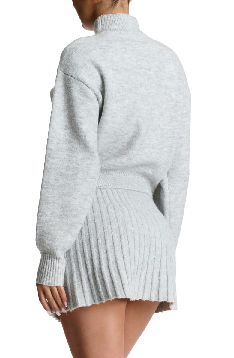 Naked Wardrobe Crop Turtleneck Sweater, Alternate, color, Heather Grey