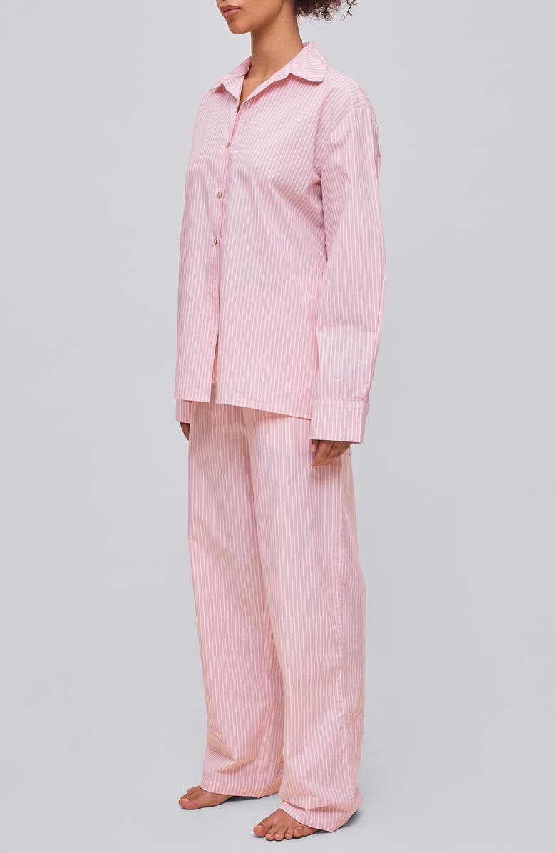 Papinelle Stripe Cotton Poplin Pajamas, Alternate, color, Pink