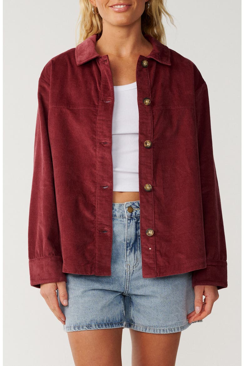 Keepsakes Washed Corduroy Shirt, Main, color, DARK PLUM