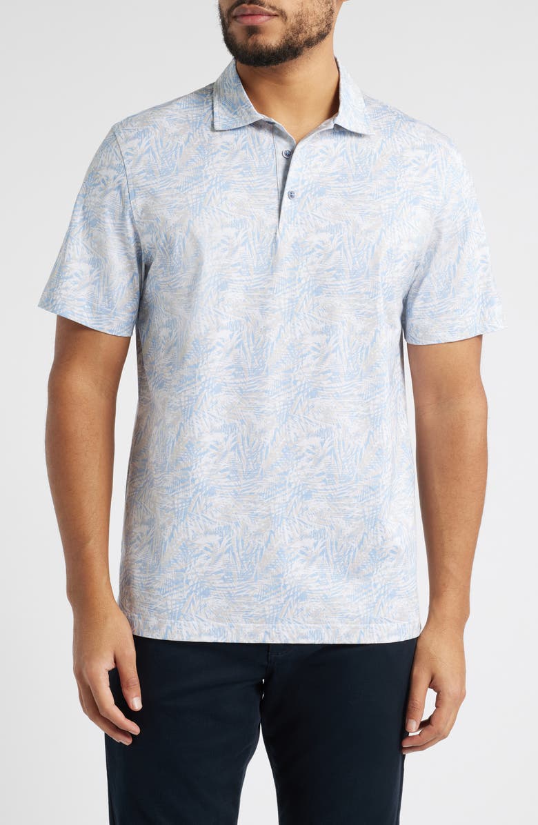 Bugatchi Vincent OoohCotton<sup>®</sup> Palm Tree Print Polo, Main, color, Air Blue