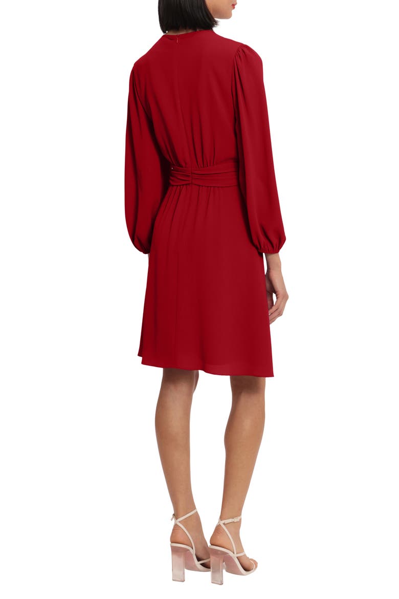 Ruched Waist Fit & Flare Dress, Alternate, color, EQUESTRIAN RED