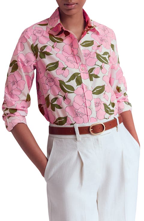Sienna Floral Print Cotton Button-Up Shirt