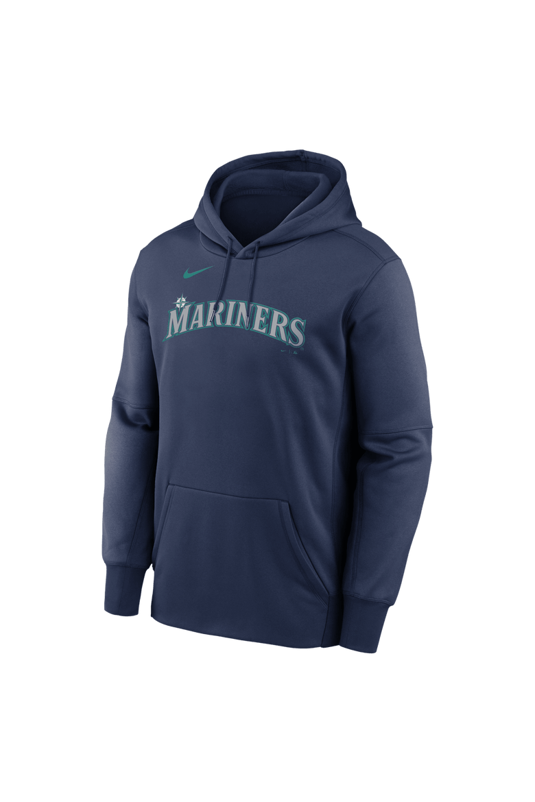 Men's Nike Navy Seattle Mariners Primary Wordmark Therma Hoodie, Alternate, color, Navy