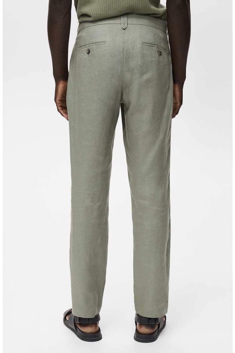 Slim Fit Flat Front Linen Pants, Alternate, color, GREEN