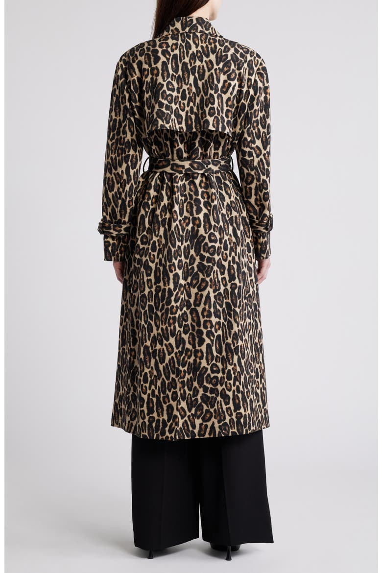 Leopard Print Wool Blend Trench Coat, Alternate, color, BEIGE MULTI - E2E