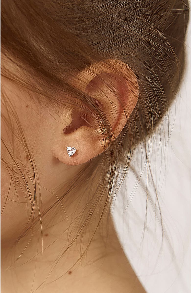 In Season Jewelry Cubic Zirconia Birthstone Heart Solitaire Earrings, Alternate, color, April