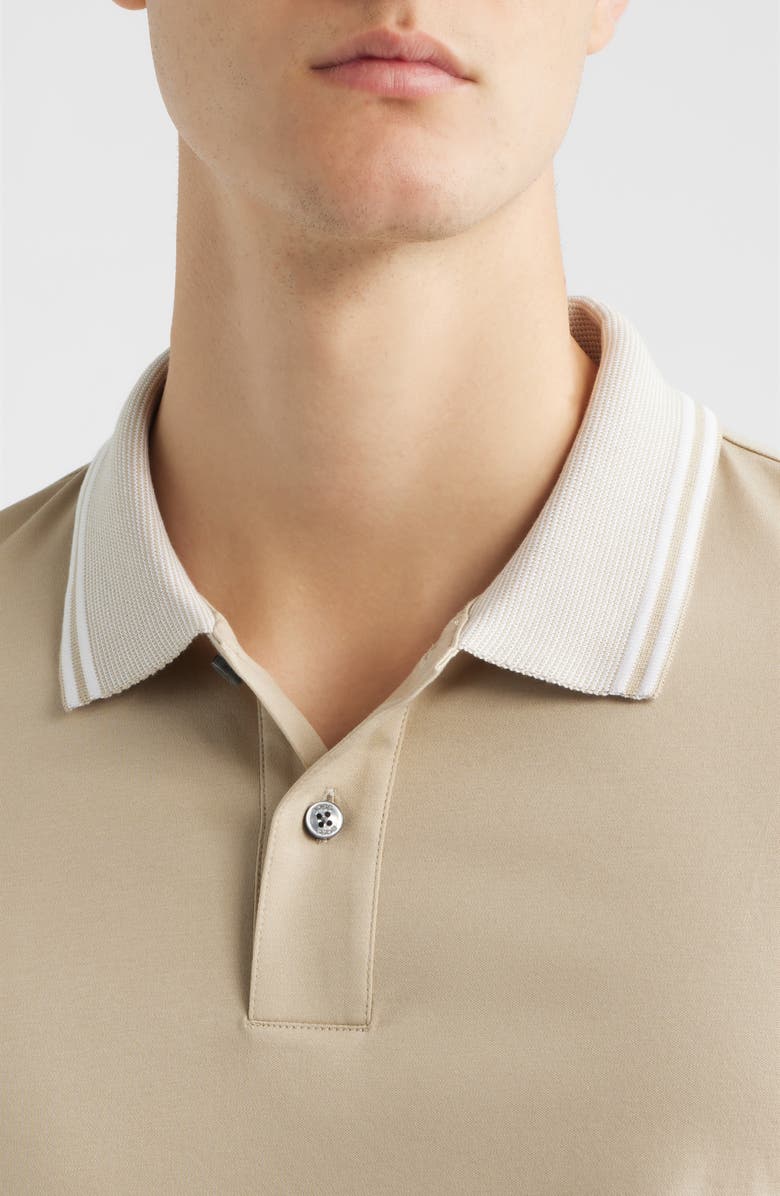 BOSS Phillipson Tipped Cotton Polo, Alternate, color, Open Beige