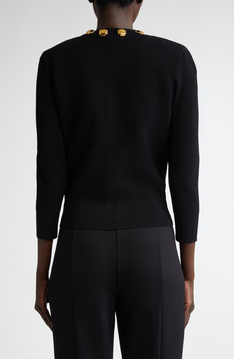 ST. JOHN Studded Piqué Cardigan, Alternate, color, 
