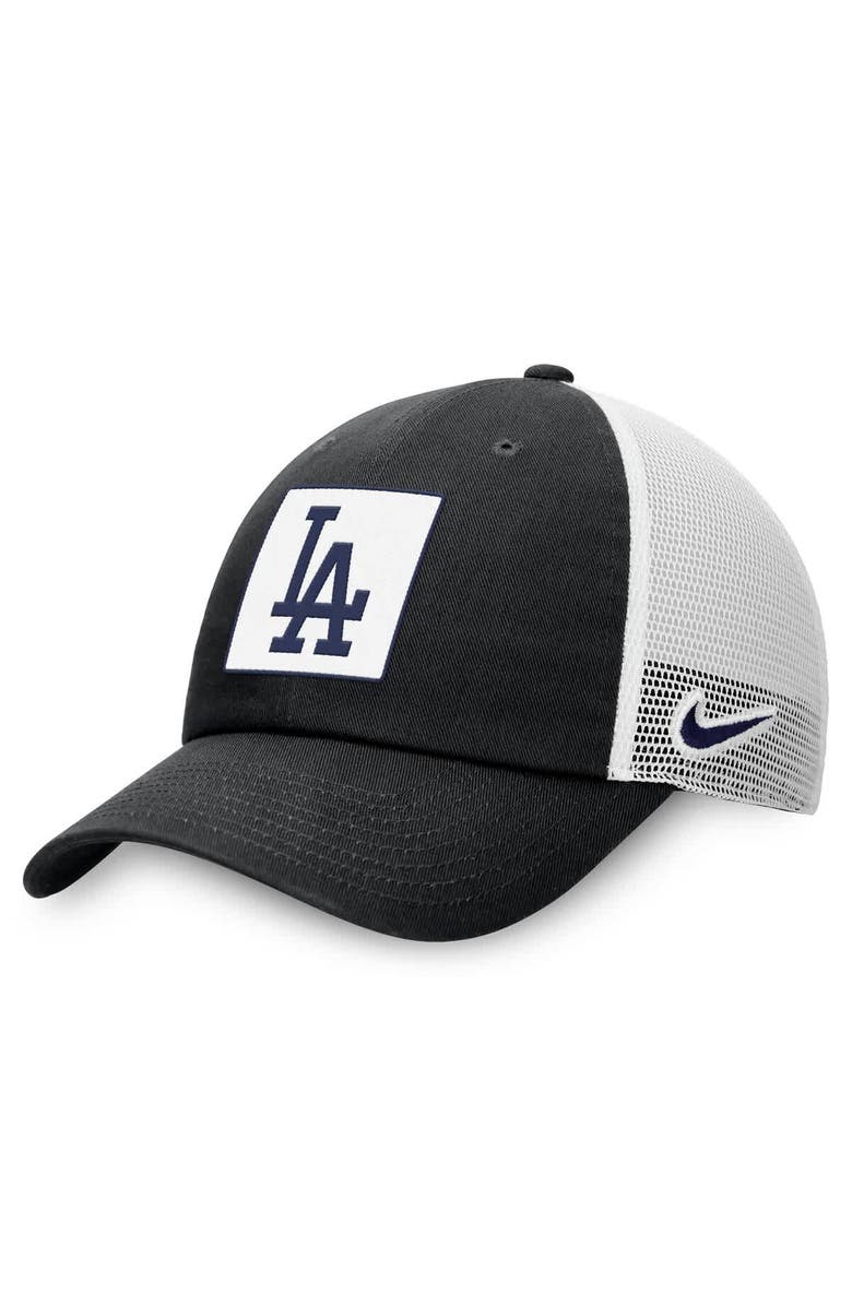 Nike Men's Nike Black Los Angeles Dodgers Rise Adjustable Trucker Hat, Main, color,