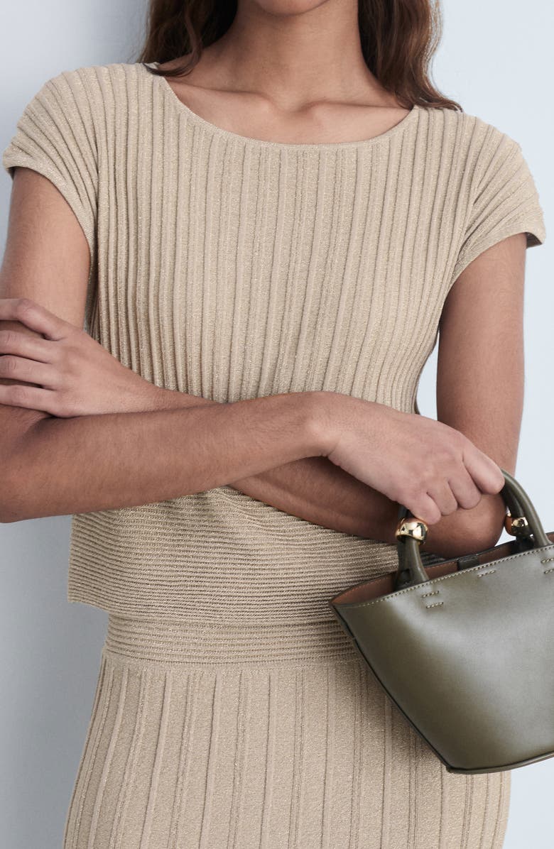 MANGO Metallic Rib Sweater Dress, Alternate, color,