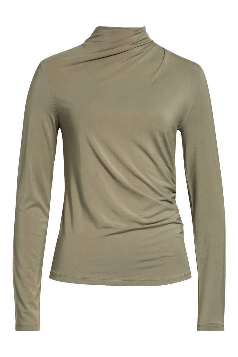 Side Drape Funnel Neck Top, Alternate, color, ARTICHOKE