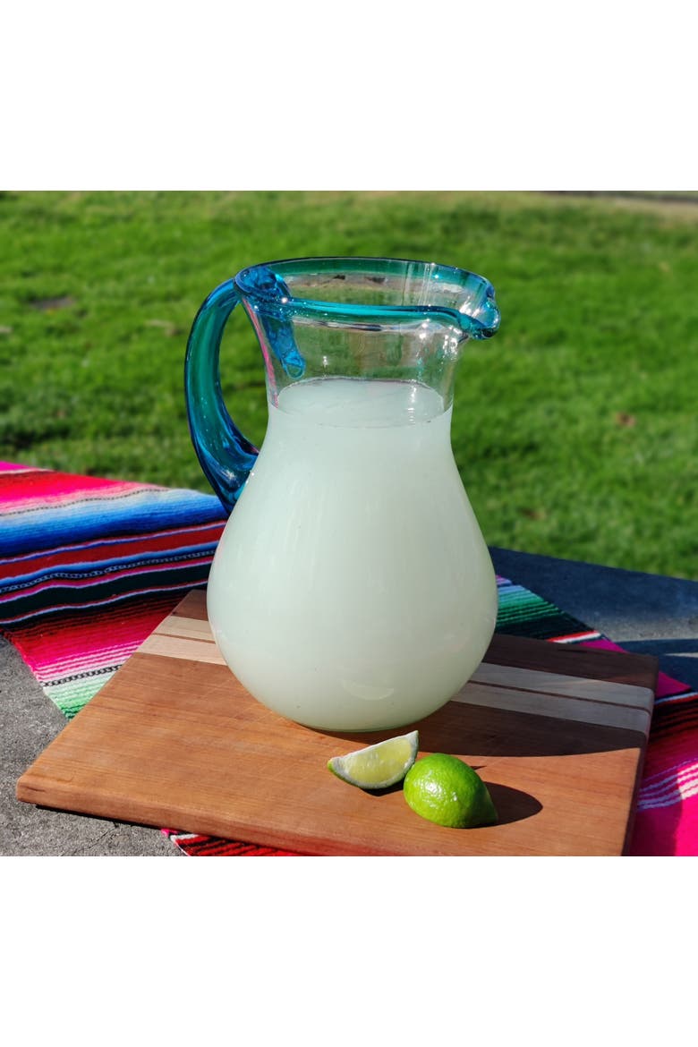 Rim & Handle Glass Pitcher, Alternate, color, Aqua