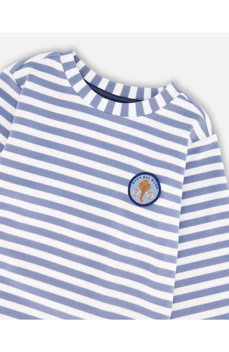 Deux par Deux Super Soft Long Sleeve Striped Jersey T-Shirt, Alternate, color, Blue Stripe