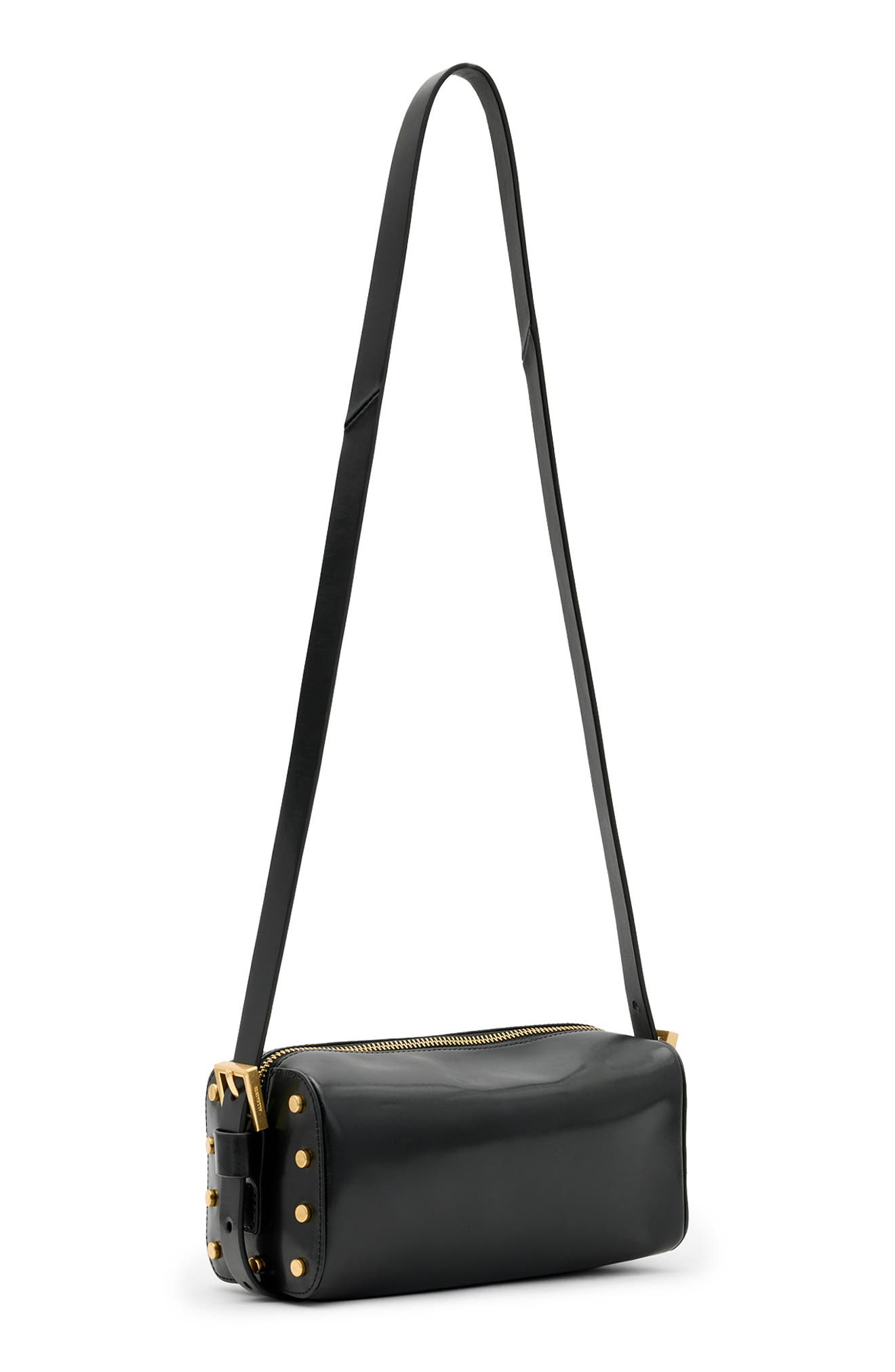 AllSaints Miro Leather Barrel Crossbody Bag, Alternate, color, 
