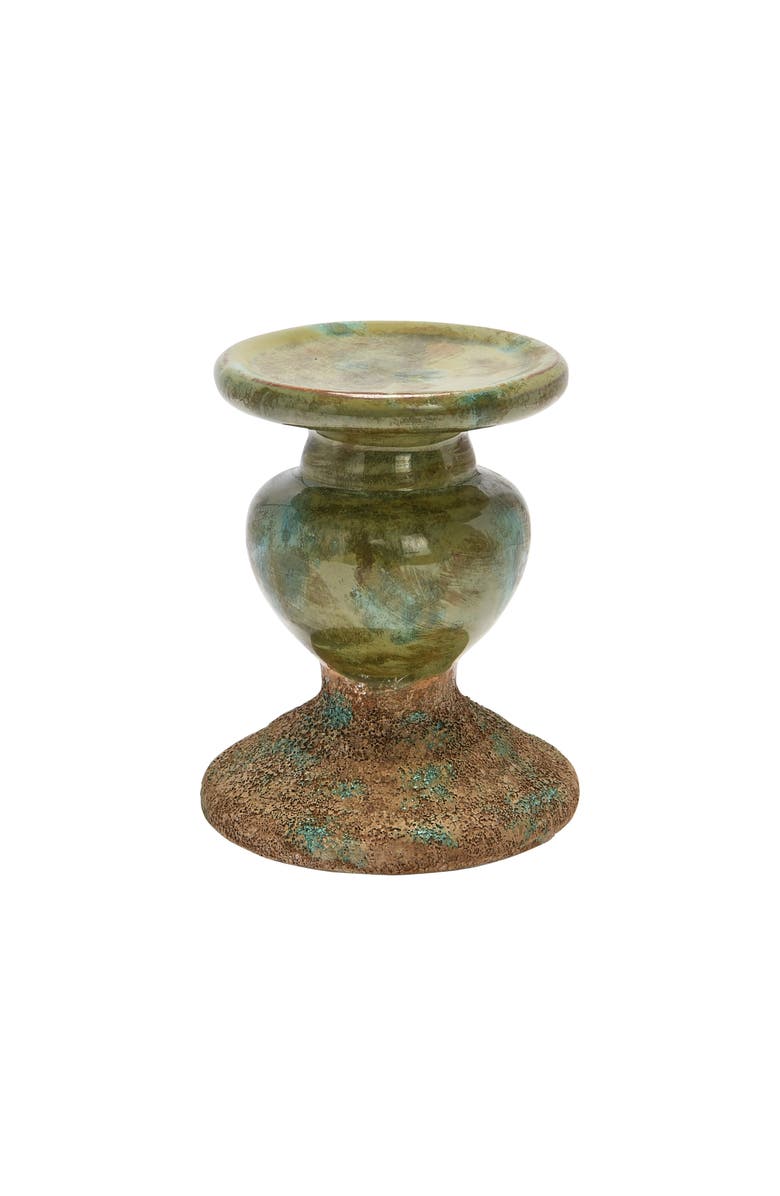Storied Home Sculptural Pillar Candle Holder, Main, color, Green
