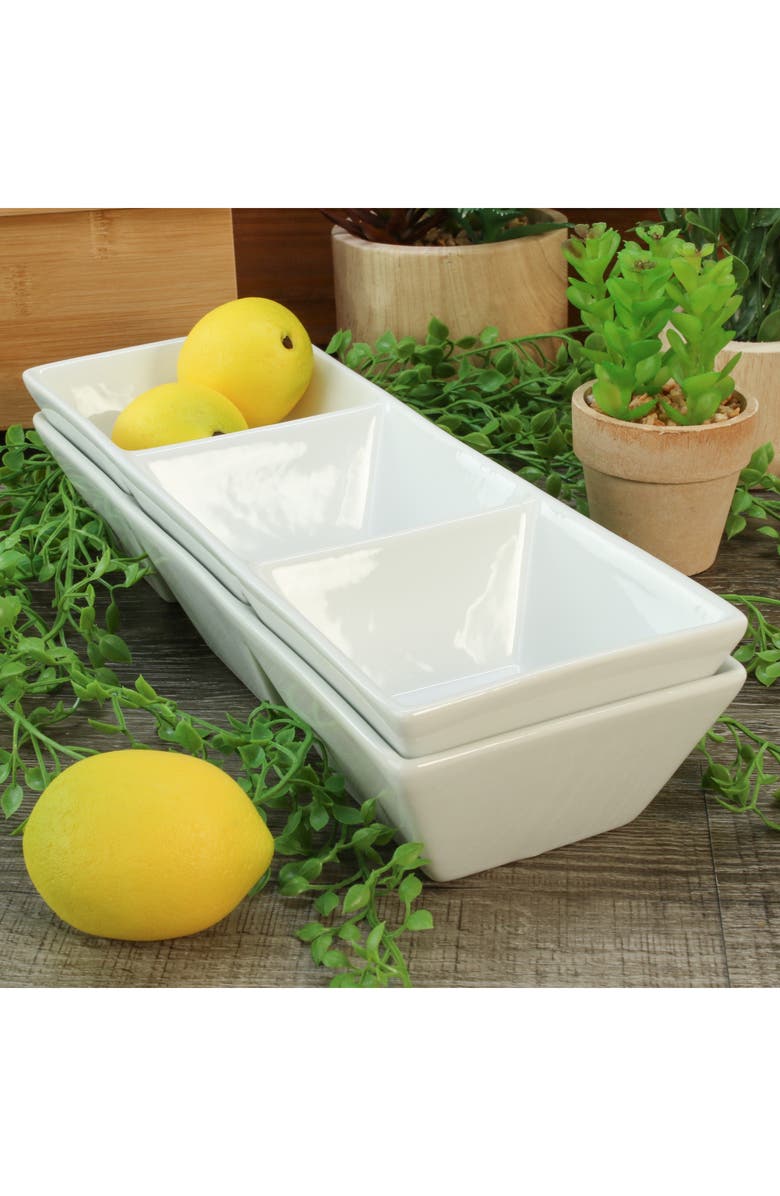 BIA Cordon Bleu Set of 2 3-Compartment Serving Bowls, Alternate, color, White