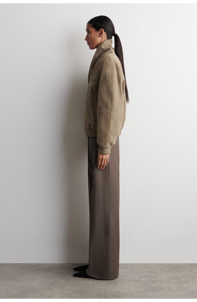 COS Shawl-collar Suede Bomber Jacket, Alternate, color, Beige