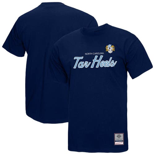 Mitchell & Ness Navy North Carolina Tar Heels Elite Script T-shirt In Blue