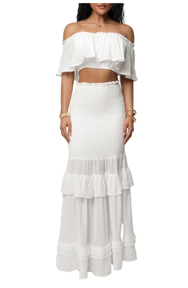 JLUXLABEL Sienna Ruffled Skirt Set, Main, color, White