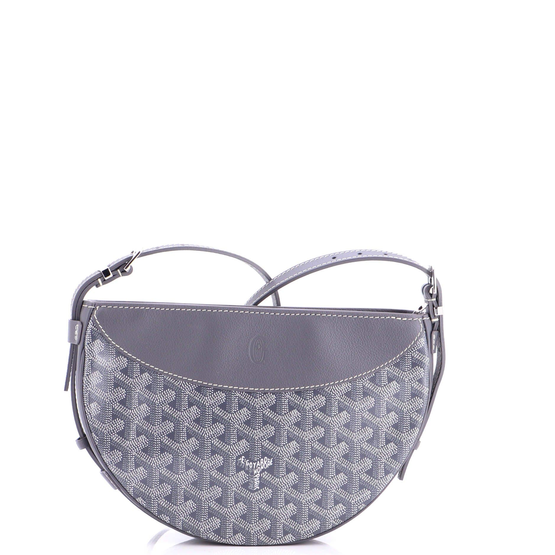Hirondelle Shoulder Bag Coated Canvas and Leather, Alternate, color, Gray