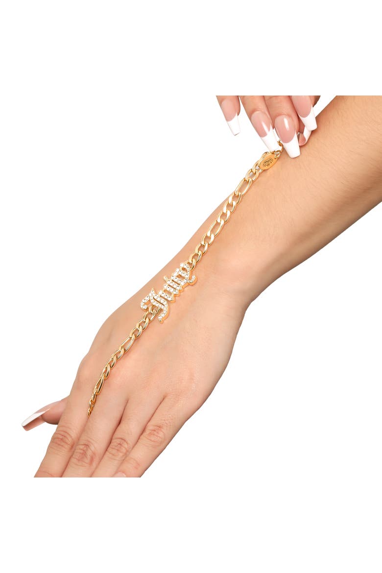 Crystal Script Logo Chain Bracelet, Alternate, color, Gold