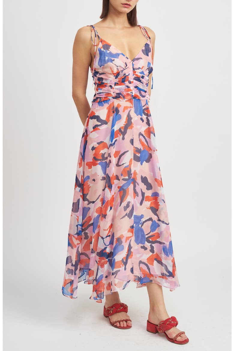 Arlie Abstract Print Midi Dress, Alternate, color, BLUSH BLUE COMBO