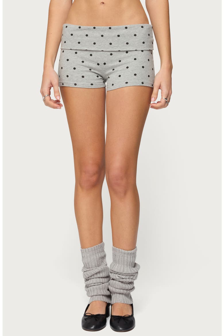 Chelsie Polka Dot Foldover Shorts, Main, color, GRAY-MELANGE