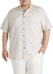 Oak Hill by DXL Big & Tall Linen-Blend Sport Shirt