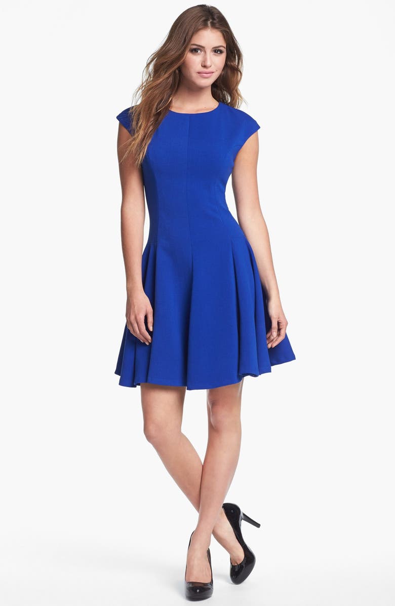 Eliza J CAP SLEEVE FIT AND FLARE DRESS, Main, color,