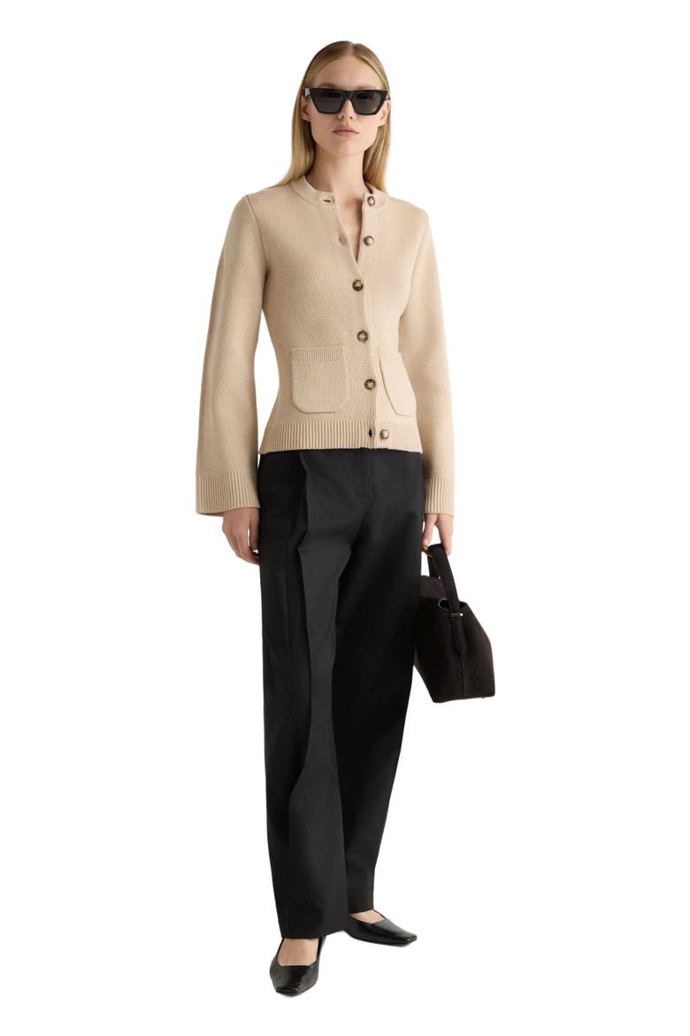 Eames Cotton Wool Button Cardigan, Main, color, Black