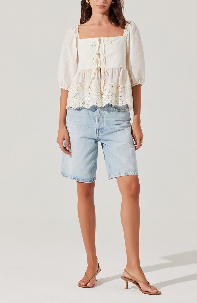 ASTR the Label Ezmae Tie Front Top, Alternate, color, Cream
