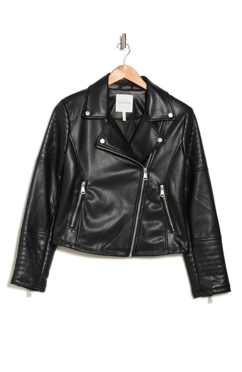 Avec Les Filles Faux Leather Crop Moto Jacket, Alternate, color,