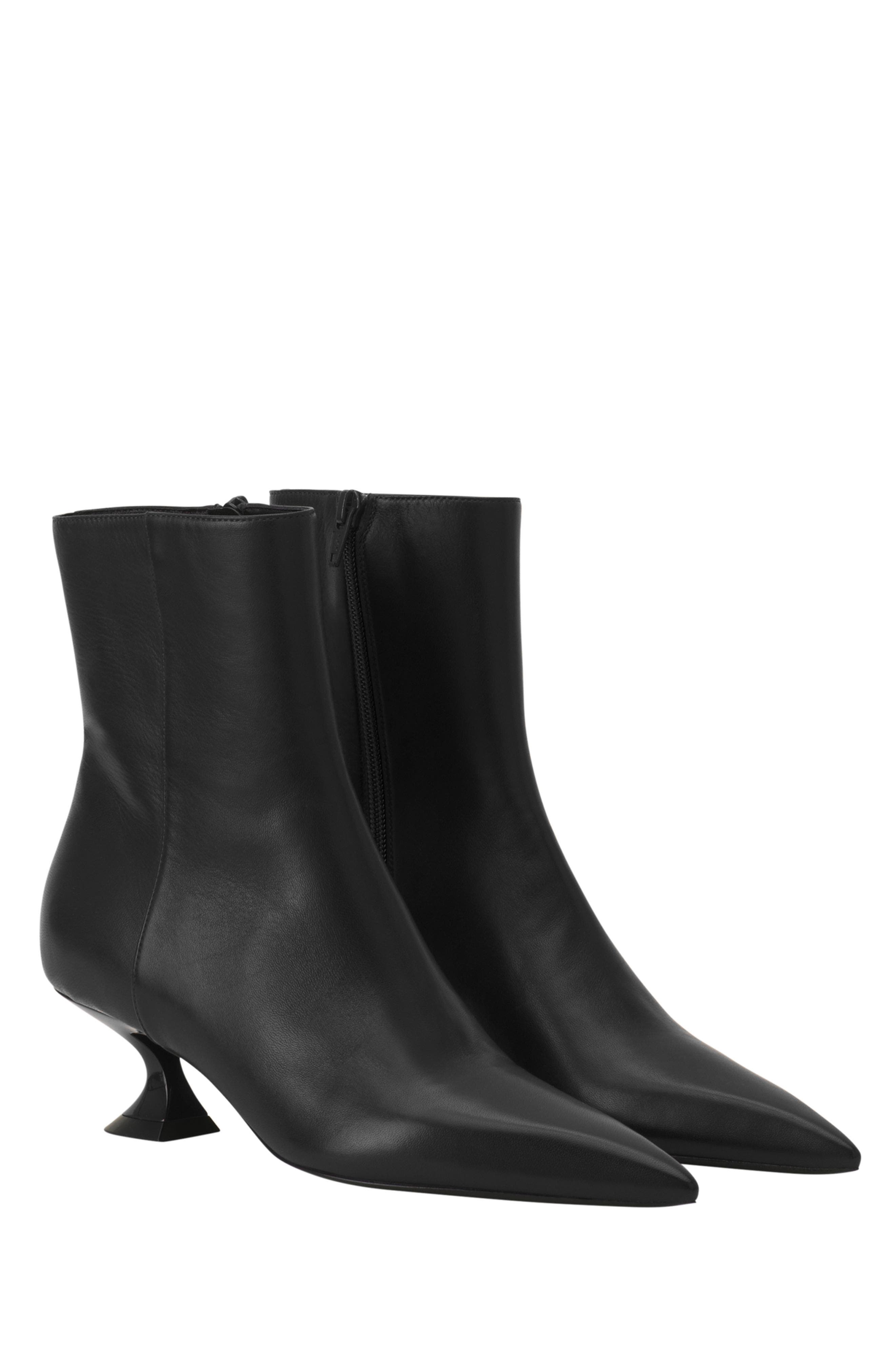Lanvin Midnight Step Leather Ankle Boot, Alternate, color, Black