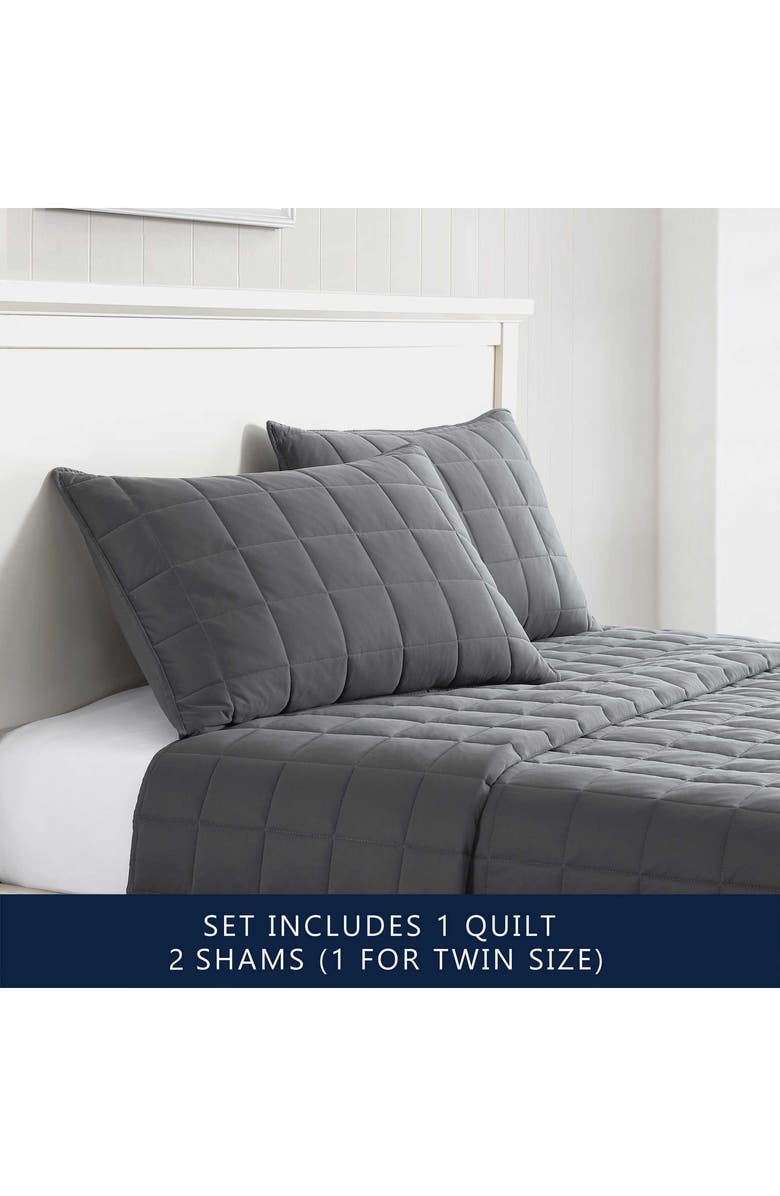 Nautica Solid Brushed Jersey Quilt Set, Alternate, color, Whale Grey