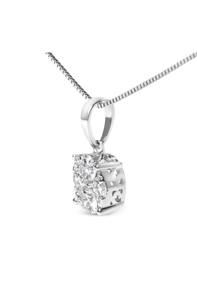 Haus of Brilliance 14k White Gold 1/2 Cttw Lab Grown Diamond Floral Cluster Pendant Necklace, Alternate, color, White