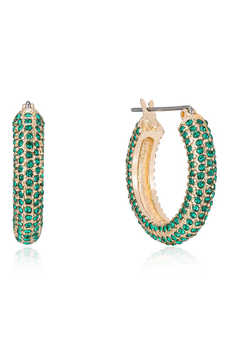 Cubic Zirconia Tube Hoop Earrings, Main, color, GREEN
