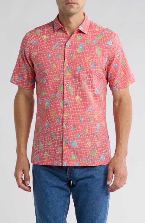 Catch All Tropical Print Short Sleeve Button-Up Shirt