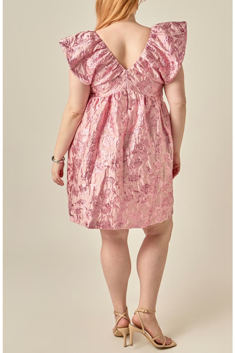 Floral Jacquard Babydoll Minidress, Alternate, color, PINK