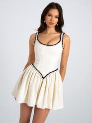 Miss Circle Coco Boucle Tweed V Waist Mini Dress