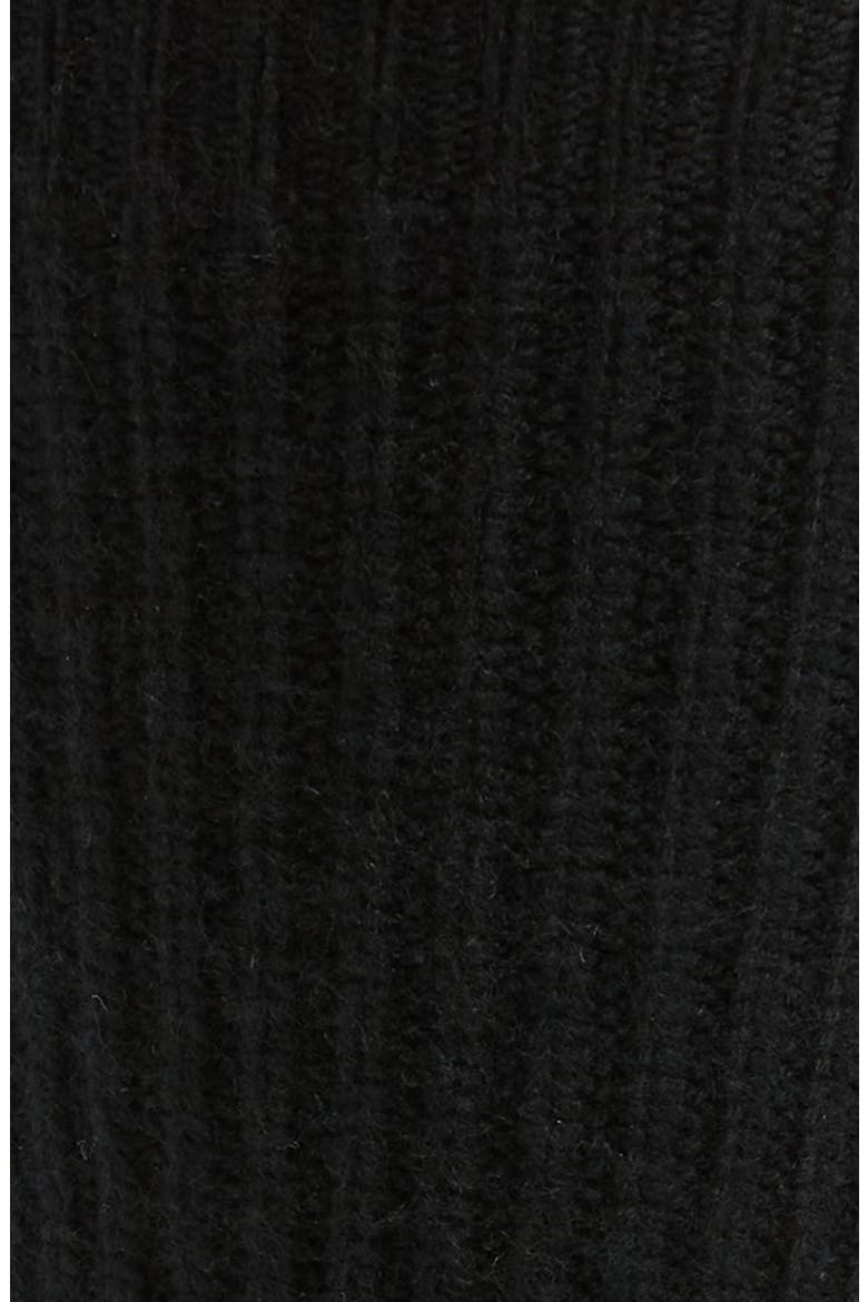 Shaker Knit Wool & Cashmere Crew Socks, Alternate, color, BLACK