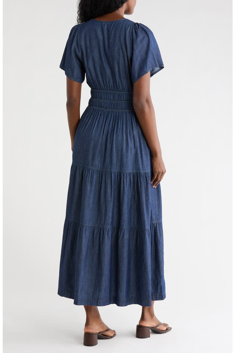 Chambray Short Sleeve Maxi Dress, Alternate, color, DARK WASH