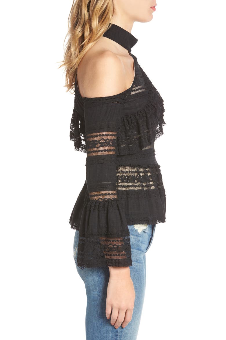 Nicola One-Shoulder Blouse, Alternate, color, BLACK