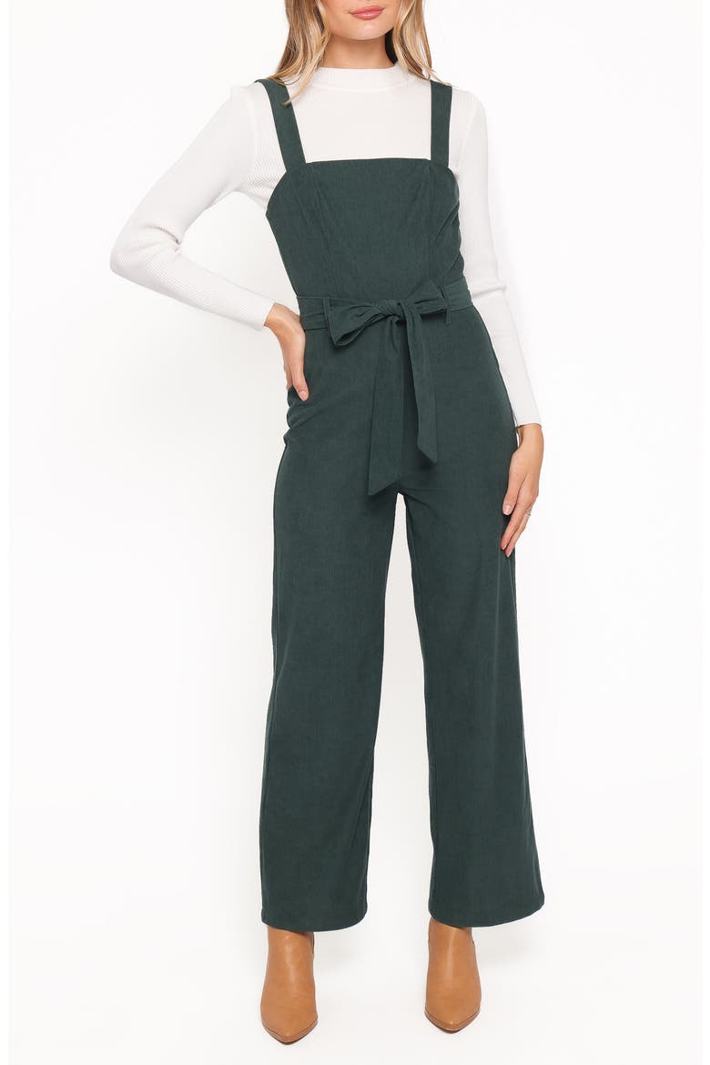 Selena Belted Corduroy Overalls, Main, color, GREEN
