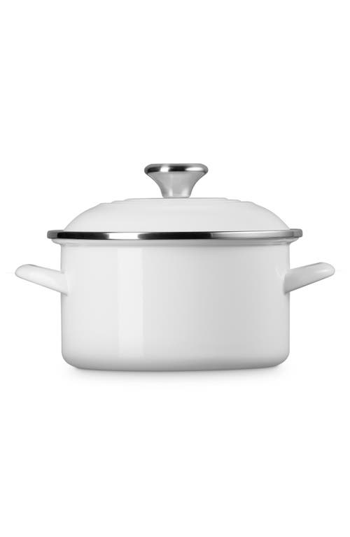 Le Creuset Enameled Stainless Steel Petite Stock Pot In White