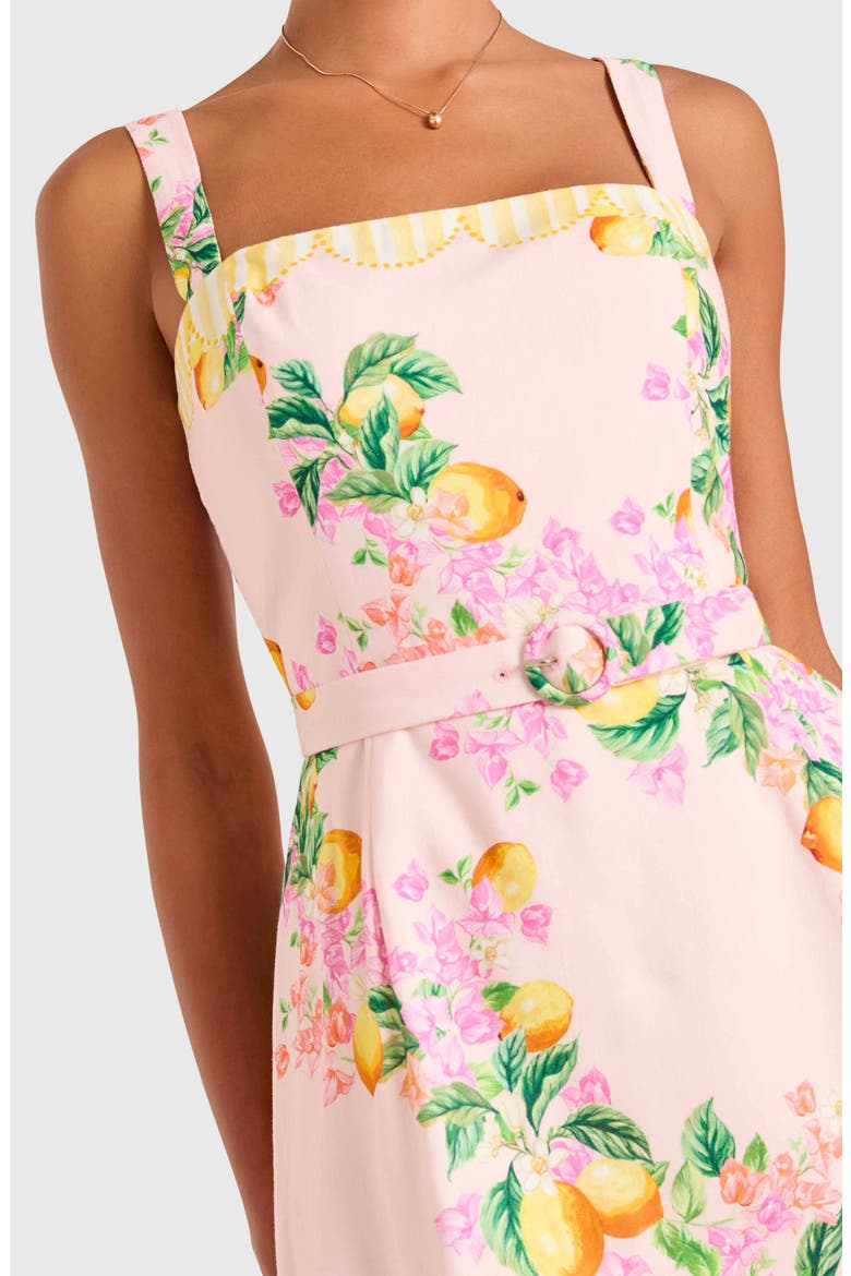 Judie Lemon Print Belted Linen Blend Romper, Alternate, color, LIMONCELLO PRINT