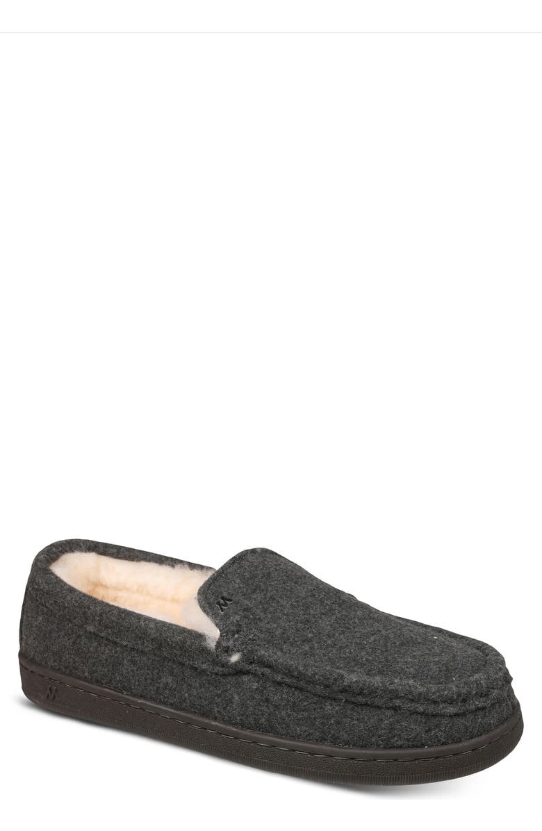 Mykos Harrison Faux Shearling Lined Moc Slipper, Main, color, Grey Wool