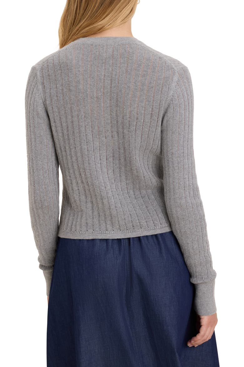 Cotton Pointelle Cardigan, Alternate, color, GREY HEATHER